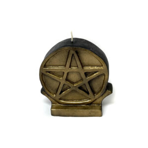Shreyshti Designer / Decorative Candle Pentacle Golden on Black approx. 4" for spell, wiccan, pagan, rituals, reiki, religious, magic, home decor, festival, party purposes